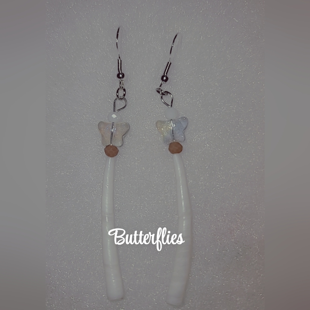 Butterfly on Dentalium Earrings